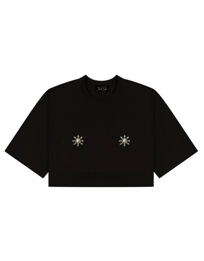 Oversized Cropped Black T-Shirt – Zilard Sabo