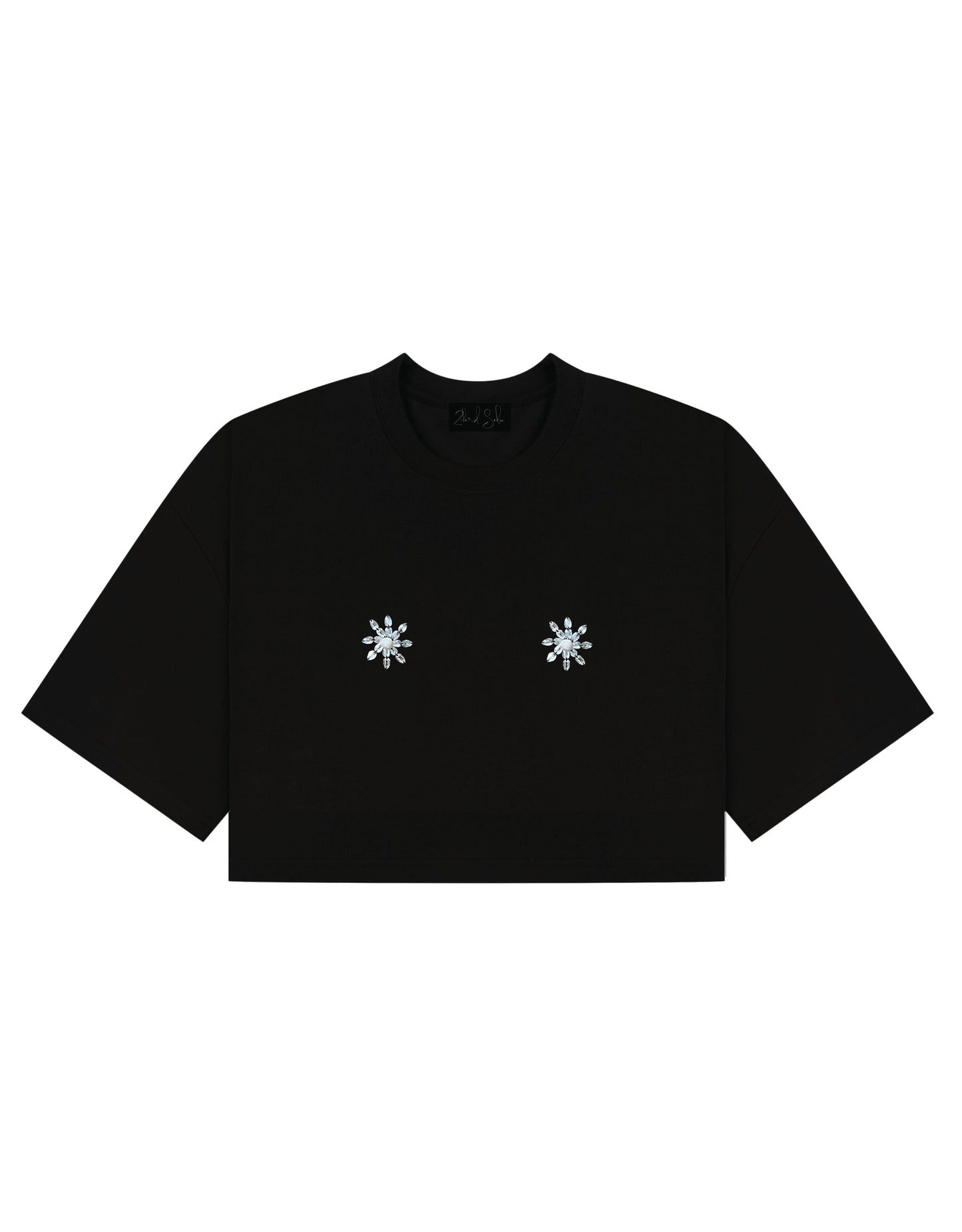 Oversized Cropped Black T-Shirt