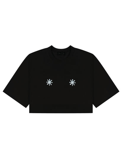 Oversized Cropped Black T-Shirt